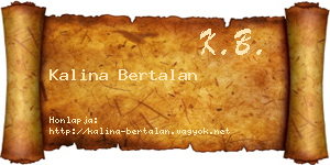 Kalina Bertalan névjegykártya